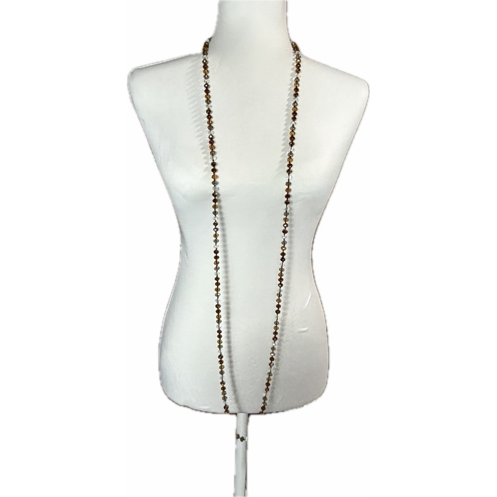 Joan Rivers Beaded Crystal Flapper Necklace 60" Long Adjustable Fall Colors AB - Picture 7 of 7